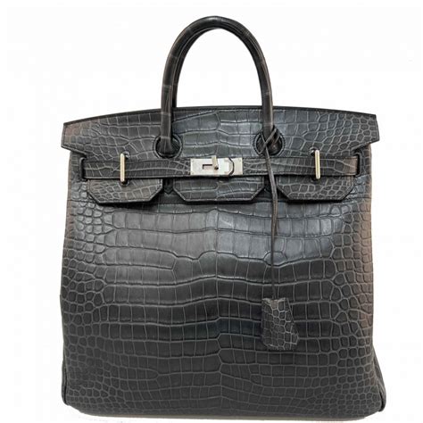 sac hermes noir croco vintage|Hermes crocodile bag.